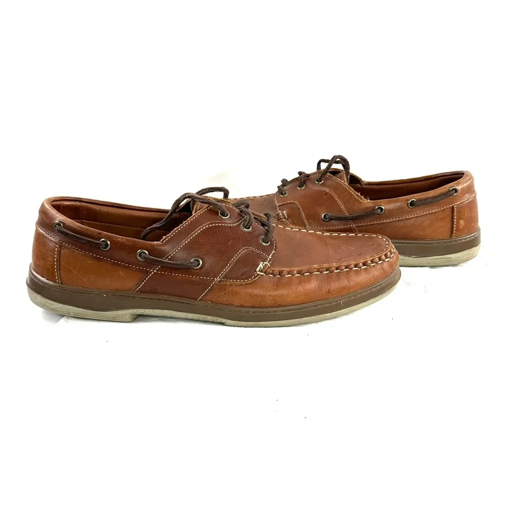 Allen Edmonds Eastport Men Size 11.5E Brown Leather Boat Shoe Loafer Lace Up